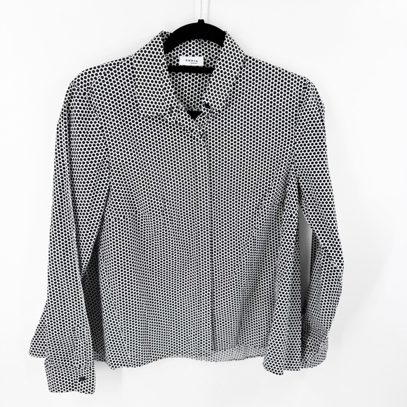 ✅ AKRIS PUNTO BLACK AND WHITE POLKA DOT BLOUSE WITH BALLOON BACK SIZE 8 - Picture 2 of 11